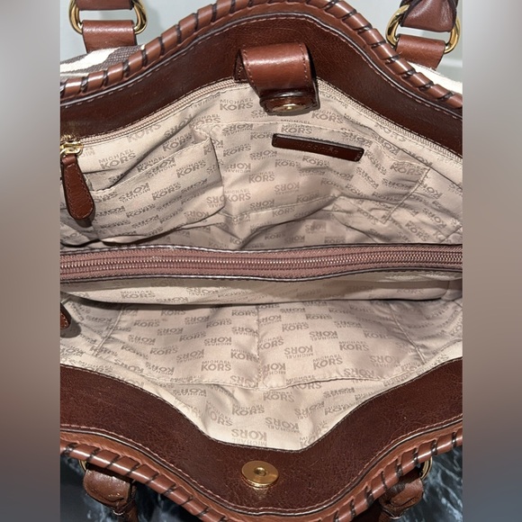 MICHAEL KORS Large Handbag Hamilton Zebra Print Brown Ivory AUTHENTIC - Picture 13 of 14